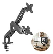 Suporte 2 Monitor Tv Aço Mesa Articulado Vesa 13 A 32 Giant Preto Com Pintura Eletrostástica