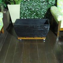 Suporte 80x20cm jardineira em madeira tratada com rodas em cristal acrílico Gold Plant