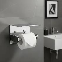 Suporte Aço Inox Papel Higiênico Prateleira Adesivo Parafuso