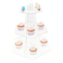Suporte Acrílico 3 Andares Transparente Doces Cupcake Mesa Festa Elegante Versátil
