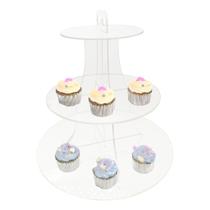 Suporte Acrílico 3 Andares Transparente Doces Cupcake Mesa Festa Elegante Versátil