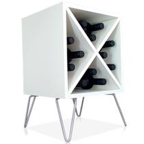 Suporte Adega De Vinho Santiago Madeira MDF 12 Garrafas - Prata Branco Suporte Adega De Vinho Santiago Madeira MDF 12 Garrafas - Prata Branco