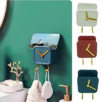 Suporte Adesivo de Parede Porta Celular Controle Relógio BRANCO Suporte Adesivo de Parede Porta Celular Controle Relógio BRANCO