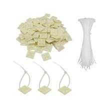 Suporte adesivo para braçadeira de cabo, pacote com 100 unidades brancas com abraçadeira xiclass