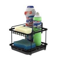 Suporte Adesivo Porta Detergente Sabão Esponja Cozinha Preto - 192PT Future