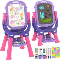 Suporte ajustável Easel Ylovetoys para crianças, roxo, vermelho