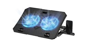 Suporte Ajustável Notebook até 17" Base Gamer LED Azul 2 Cooler Silencioso com suporte p/ celular