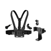 Suporte Ajustável Preto Para Celular Com Clipe E Alça De Peito Para Câmera Esportiva, Celular E Suporte Ajustável Preto Para Celular Com Clipe E Alça De Peito Para Câmera Esportiva, Celular E