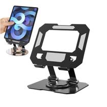 Suporte Alumínio de Mesa Base Giratória Para Tablet Celular iPad Universal Ajustável Dobrável