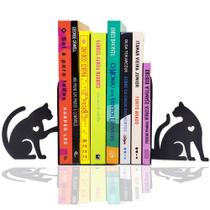 Suporte Aparador de Livros em Aço Gatos Yin Yang Gato Preto Gata Branca Porta Livro Cd e Dvd - PeculiArtes