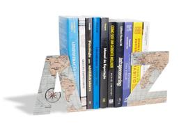 Suporte Aparador Porta Livros A a Z Mapa Mundi Vintage - Zona Criativa