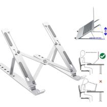 Suporte Apoio Base Ergonômico Regulável Aço Notebook/tablett Cor Prata