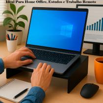 Suporte Apoio Base Notebook Preto Home Office Trabalho Estudos Mesa Escritório Aço Reduz Aquecimento