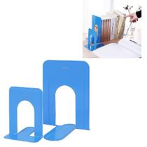 Suporte apoio decorativo livros kit 2 unidades organizador documentos cds e dvds azul