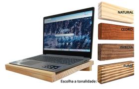 Suporte Apoio para Notebook Laptop Ergonômico em Madeira Nova Pigmentada Cor Fumê - GIHAD PRESENTES