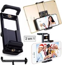 Suporte Apoio Para Tablet Celular Grande Ajustável 2x1 Universal Smartphone Cabeça Tripé Pedestal Bastão Padrão 1/4