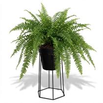 Suporte Aramado para Vaso 38cm Preto Estrutura Reforçada em Ferro Base Hexagonal Decorativa