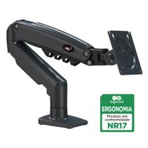 Suporte Articulado de Mesa ELG, F80N, p/ Monitor 17"-35", Pistão a Gás, Giro 360, Até 9kg, Cinza Escuro