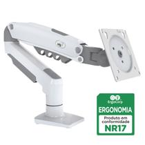 Suporte Articulado de Mesa ELG, F80W, p/ Monitor 17"-35", Pistão a Gás, Giro 360, Até 9kg, Branco