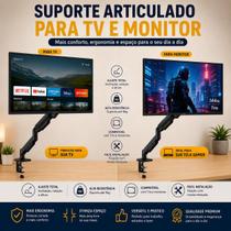 Suporte Articulado Mesa Programador Ia Bluecase Ergo Flexy para Monitor, Televisão 17 a 32 Suspensão Mecânica, Até 9kg, Preto