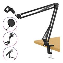 Suporte Articulado Microfone Profissional Podcast Mesa