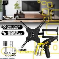 Suporte Articulado Para TV 14 a 55 Polegadas com Jogo Ferramentas 24 Peças Tipo T e Parafusadeira Recarregável