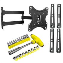 Suporte Articulado para TV 14 a 55 Polegadas LED LCD Plasma incluso Jogo de 24 Peças Chaves Tipo T