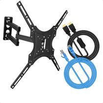 Suporte Articulado para TV 14 a 55 Polegadas LED LCD Universal com Cabo HDMI 2m Full HD e Cabo de Rede RJ45 3m Incluso