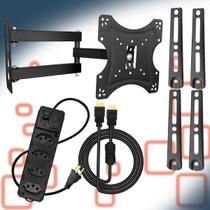 Suporte Articulado TV 14 a 55 + Cabo HDMI 2M High Speed + Filtro de Linha 4 Tomadas