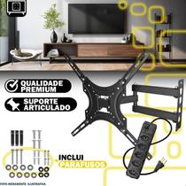 Suporte Articulado TV 23 63 Polegadas Retrátil Triarticulado Ajustável + Filtro De Linha 5 Tomadas