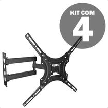 Suporte Articulado TV 32 55 Polegadas Retrátil Inclinável Ajustável Universal Kit Com 4
