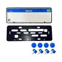 Suporte Automotivo Dianteiro e Traseiro + Parafusos e Lacres Antifurto Compatível Mercosul