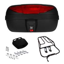 Suporte Bagageiro Preto + Bau 45L Vermelho Cristal Fumê Titan 125 2000 à 2004 Fan 125 2004 à 2008