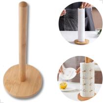 Suporte Bambu Original Porta Papel Toalha Mesa Bancada Rolo Acabamento Premium