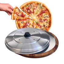 Suporte Bandeja 25Cm Com Forma E Tampa Para Cortar E Servir Pizza