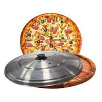 Suporte Bandeja Para Cortar E Servir Pizza 40Cm Com Tampa