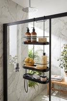 Suporte Banheiro Porta Shampoo Preto Triplo Para Box Prateleiras Wave