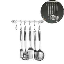 Suporte Barra Parede Porta Utensílios de Cozinha Aço C/ 6 Ganchos - Arthi