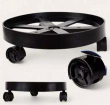 Suporte Base Apoio de Plástico para Botijão de Gás, Galões, Vasos Resistente Com Rodinhas - Preto