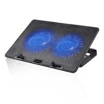 Suporte Base Cooler Fan Duplo Para Notebook Led Azul Usb Inclinável Suporte Base Cooler Fan Duplo Para Notebook Led Azul Usb Inclinável
