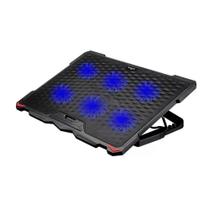 Suporte Base Cooler Para Notebook Twister Com 6 Fans Ventoinhas Led Azul E Usb Hub Preto Azul