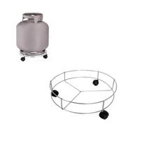 Suporte base para botijão de gás cromado com rodinhas