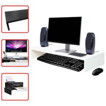 Suporte Base Para Monitor Elevado De Mesa 10x60x20cm MDF Branco