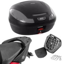 Suporte Baú Superior Scam Fazer250 2018+ Fiber Force Spto549 + Bauleto 47L Givi Monolock Simply E470nt Lente Fumê