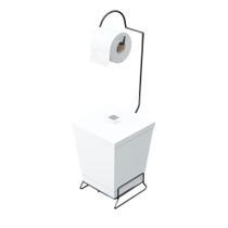 Suporte Black P/Papel Higiênico C/Lixeira 6,5L Branco-STOLF