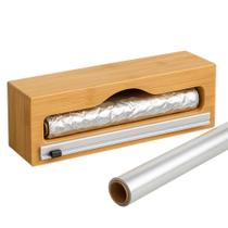 Suporte Bobina Rolo Multiuso Plástico Alumínio Filme Bambu