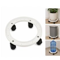 Suporte botijao gas carrinho galao agua vasos com rodinha base transporte plastico resistente branco