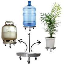 Suporte botijão gás e de água mineral e vasos de plantas em Alumínio com rodinhas giratórias reforçado