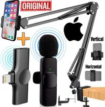 Suporte Braço Articulado De Mesa Cama Pedestal Celular Microfone de Lapela Sem Fio iPhone Gravação Vídeo Podcast Selfie - LEFFA SHOP