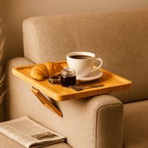 Suporte Braço Sofá Bambu Dobrável Mesa Bandeja 33cm Prático Suporte Braço Sofá Bambu Dobrável Mesa Bandeja 33cm Prático